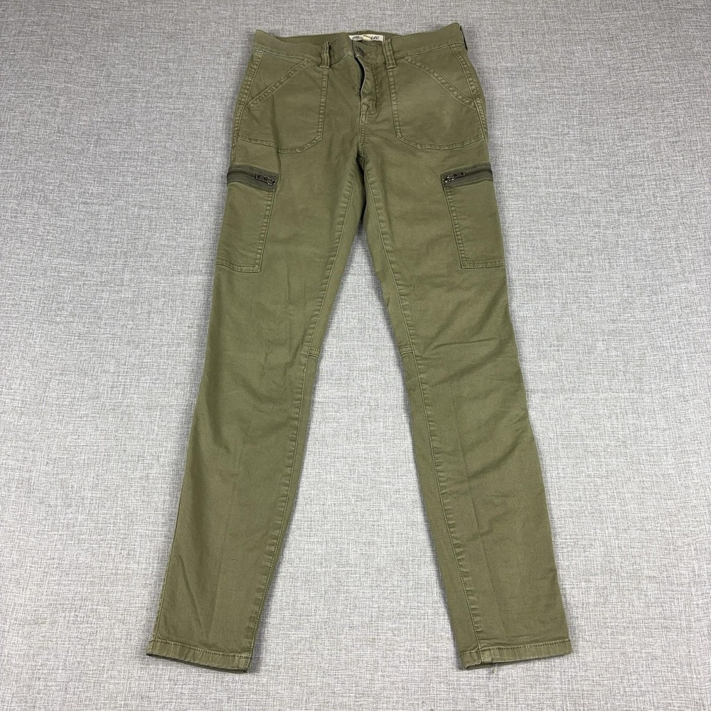 Madewell Pants Womens 24 Green Cargo Slim Twill Zip Pockets Utility Stretch